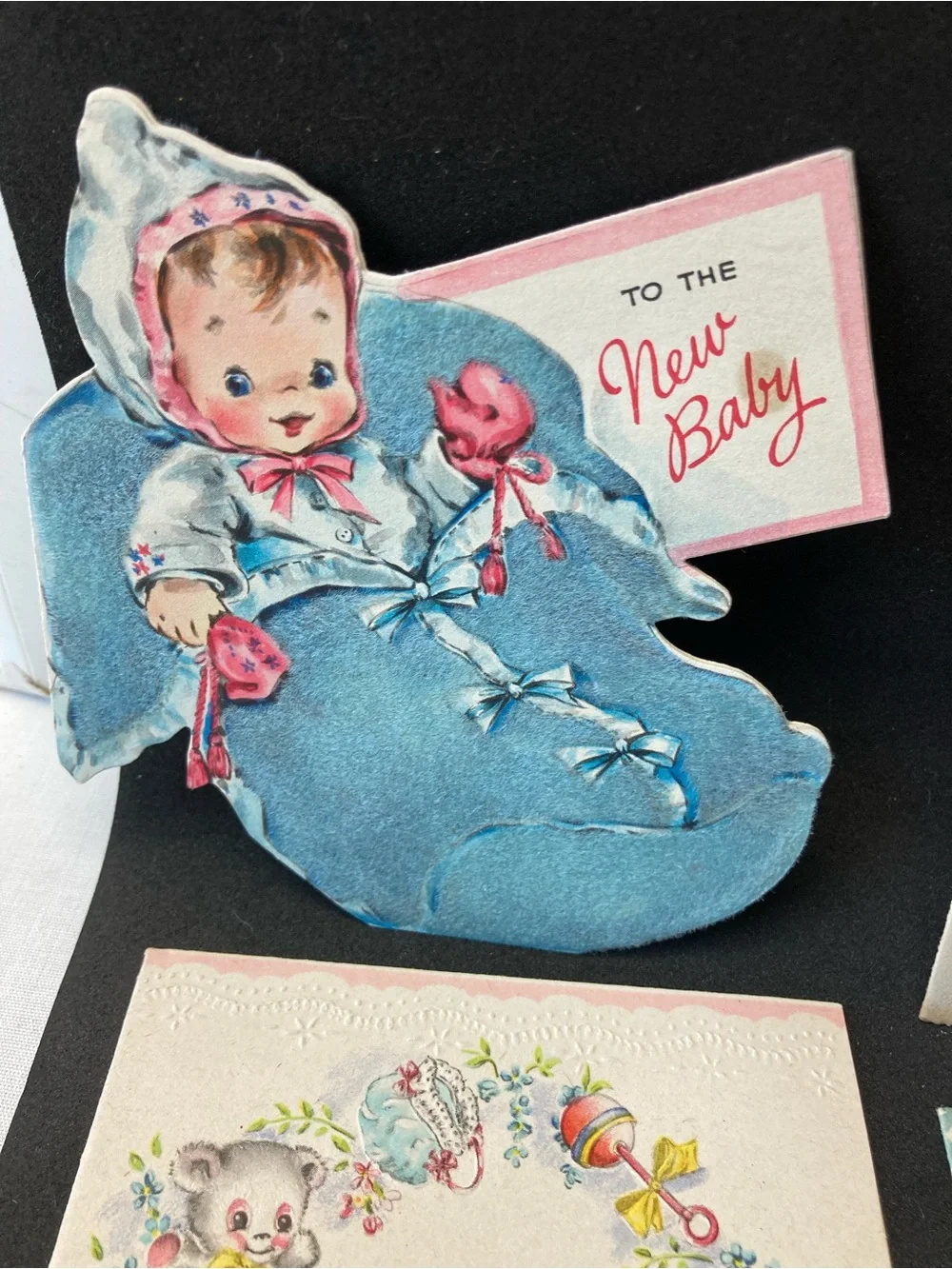 Vintage 1950's New Baby Greeting Card Assortment - Pink & Blue